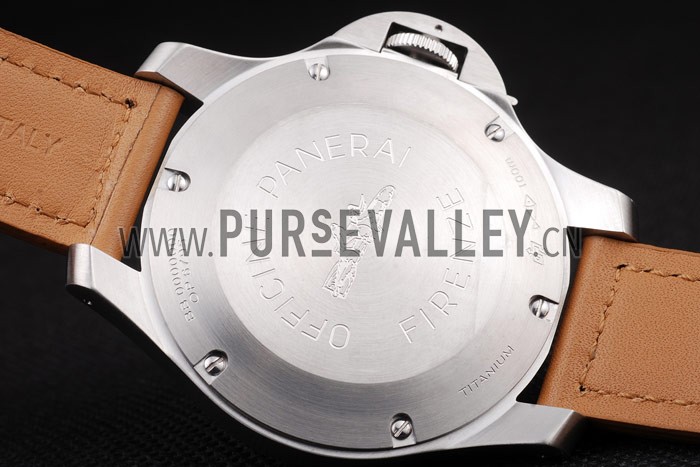 Panerai Luminor Brushed Stainless Steel Case Brown Dial Brown Leather Strap