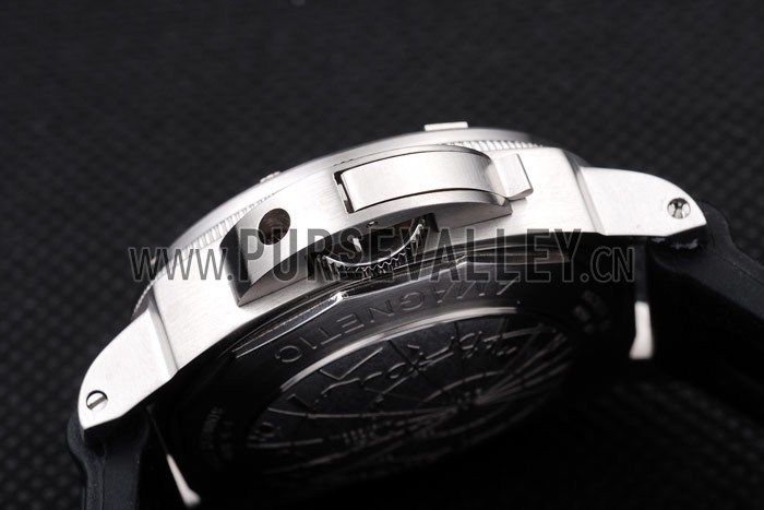 Panerai Luminor Brushed Stainless Steel Case Black Dial Black Rubber Strap 98163