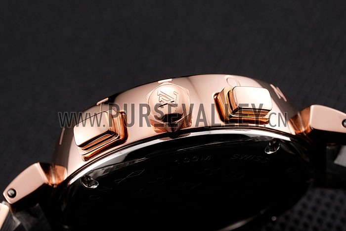 Louis Vuitton Tambour Stainless Steel and Rose Gold Bracelet White Dial 801417