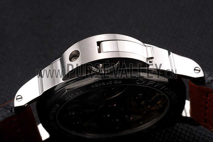 Panerai Luminor Marina Stainless Steel Bezel Brown Leather Bracelet 622313