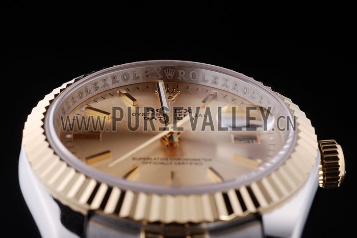 Rolex Datejust Gold Dial Ribbed Bezel 7450