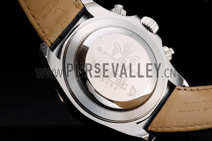 Rolex Daytona Stainless Steel Case Blue Dial Black Leather Strap