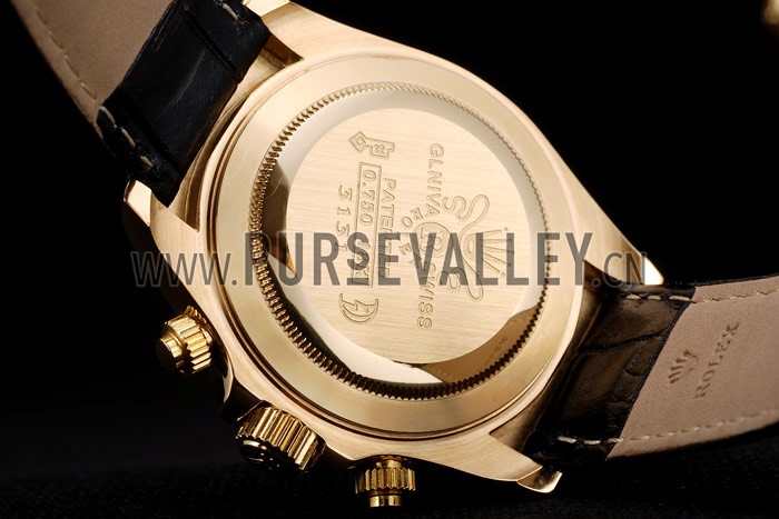 Rolex Daytona Gold Case Crystal Studded Bezel Black Dial