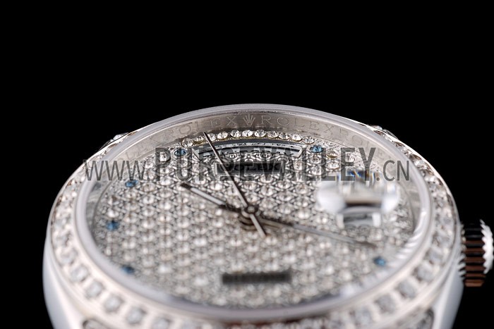 Rolex DayDate Diamond Plated Stainless Steel Bracelet Diamond Plated Dial 41985