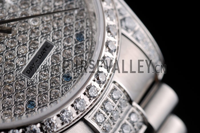 Rolex DayDate Diamond Plated Stainless Steel Bracelet Diamond Plated Dial 41986