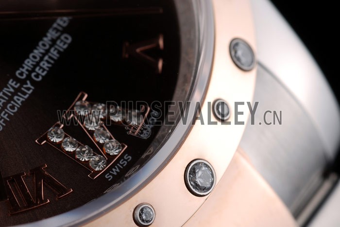 Rolex DateJust Brushed Stainless Steel Case Brown Dial Diamond Plated 41994