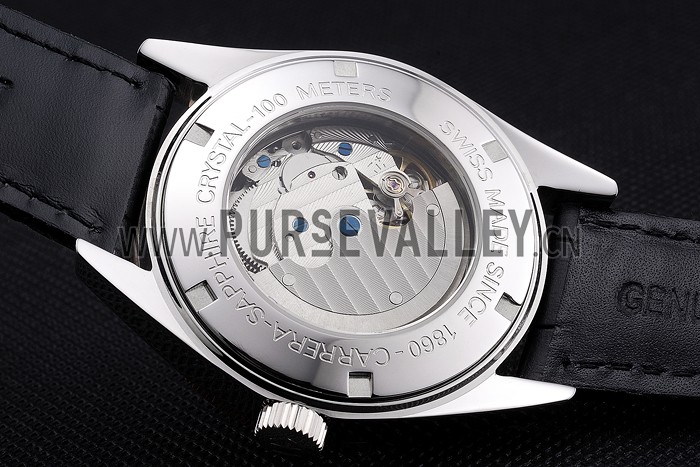 Tag Heuer Carerra Calibre 6 Black Dial Rose Gold Black Leather Band 622163