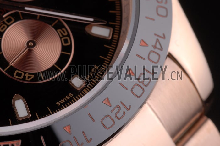 Rolex Daytona Black Ion Plated Tachymeter Rose Gold Strap Black Dial 80245