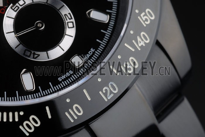 Rolex Daytona Black Ion Plated Tachymeter Black Stainless Steel Strap Black Dial 80247