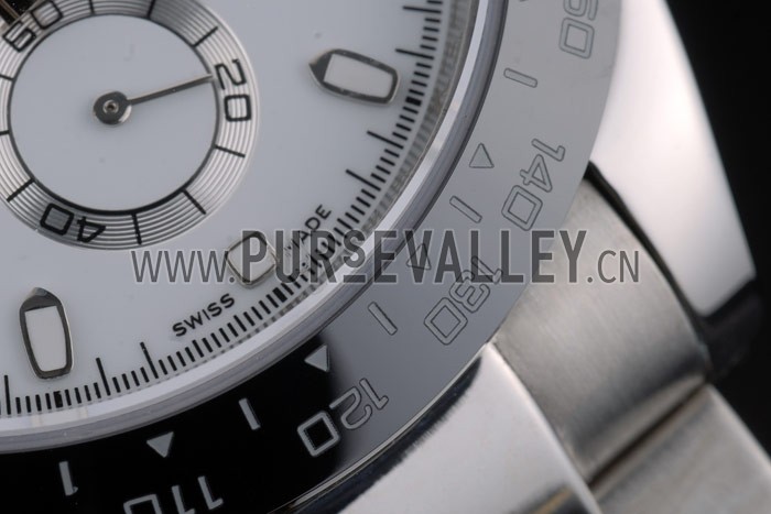 Rolex Daytona Black Ceramic Tachymeter Stainless Steep Strap White Dial 80249