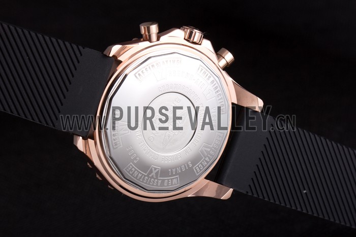 Breitling Navitimer Rosegold Bezel Rubber Strap Black Dial