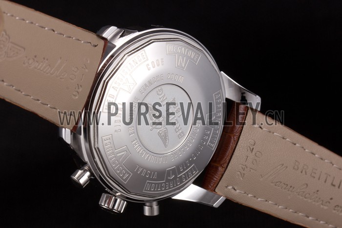 Breitling Transocean White Dial Light Brown Leather Strap Rose Gold Bezel