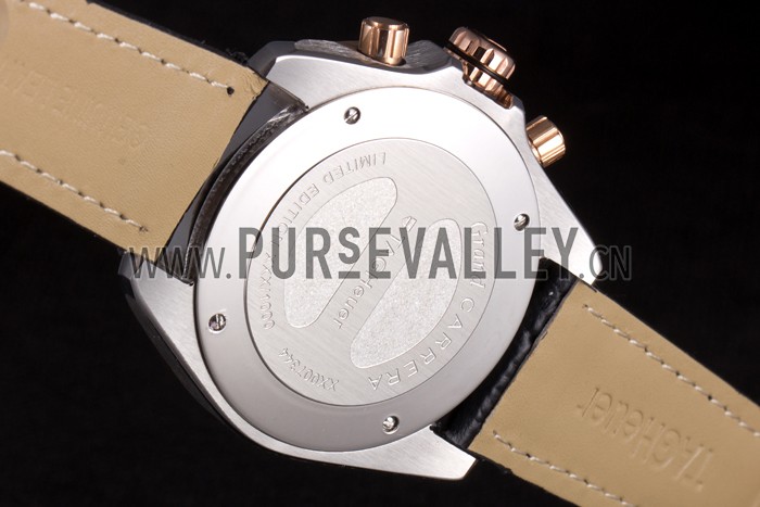 Tag Heuer Carrera Stainless Steel Case Black Dial Black Leather Strap