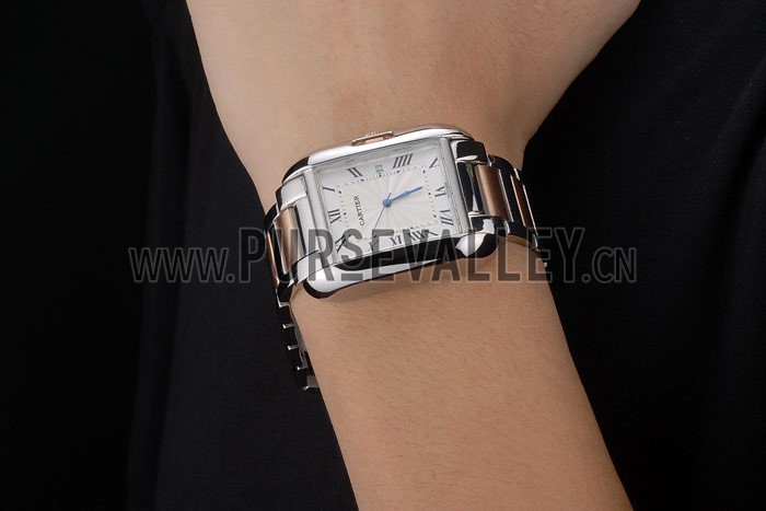 Cartier Tank Anglaise 36mm White Dial Stainless Steel Case Two Tone Bracelet