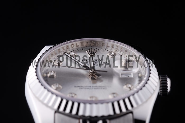 Rolex Datejust Silver Dial Diamonds Ribbed Bezel 7455