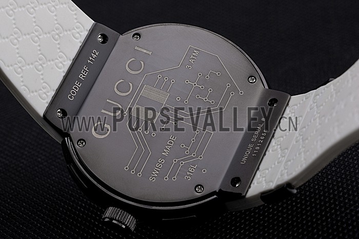 Gucci White Rubber Band White Round Dial 2165-310