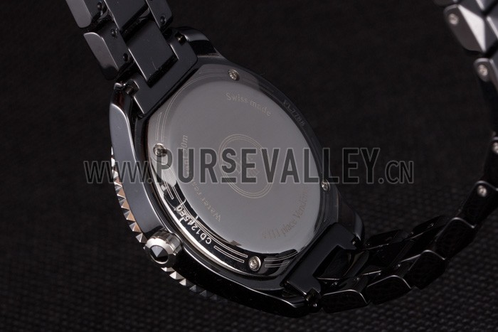 Dior VIII Diamond Encrusted Black Bezel Black Bracelet cd09 621362