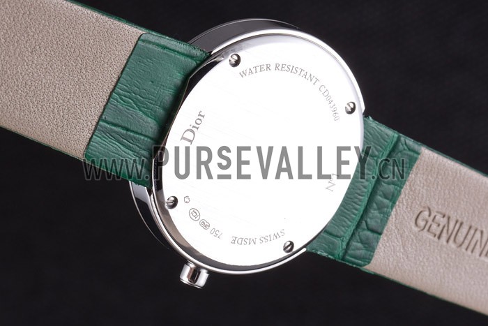 La D de Dior Green Leather Strap with White Dial 621507