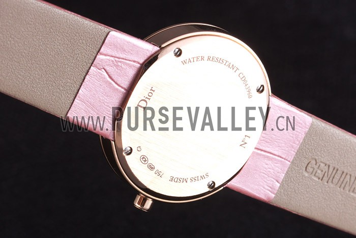 La D de Dior Pink Leather Strap with White Dial 621513