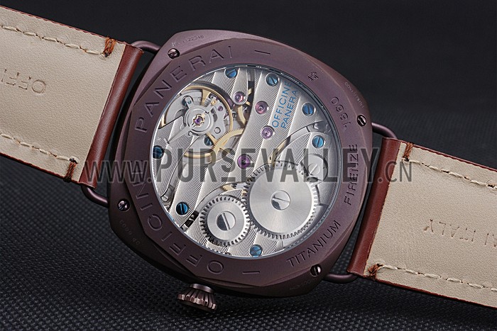 Panerai Luminor Marina Militare Purple Stainless Steel Bezel Brown Bracelet 622321