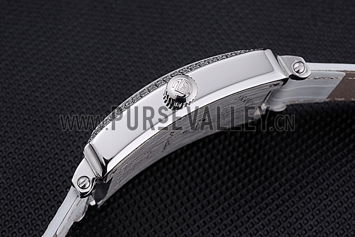 Franck Muller Long Island Classic White Dial Diamonds Case White Leather Band 622368