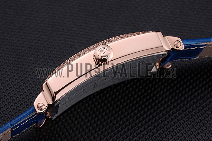 Franck Muller Long Island Classic White Dial Diamonds Case Blue Leather Band 622376