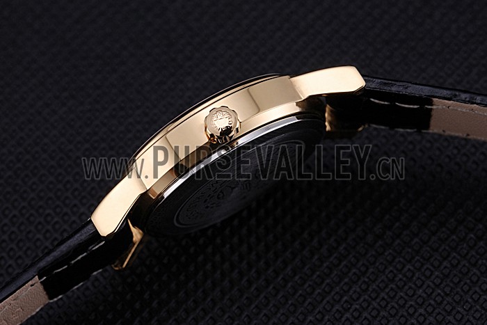 Longines La Grande Classique White Round Dial Gold Case Black Leather Band Small 622383