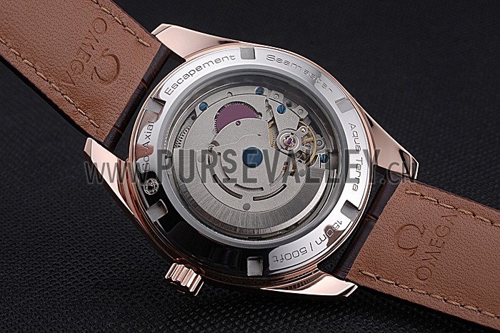 Omega Seamaster Planet Ocean GMT White Dial Rose Gold Case Brown Leather Band 622400