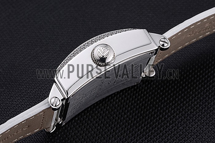 Franck Muller Master Square Color Dreams Diamonds Case White Leather Band 622356