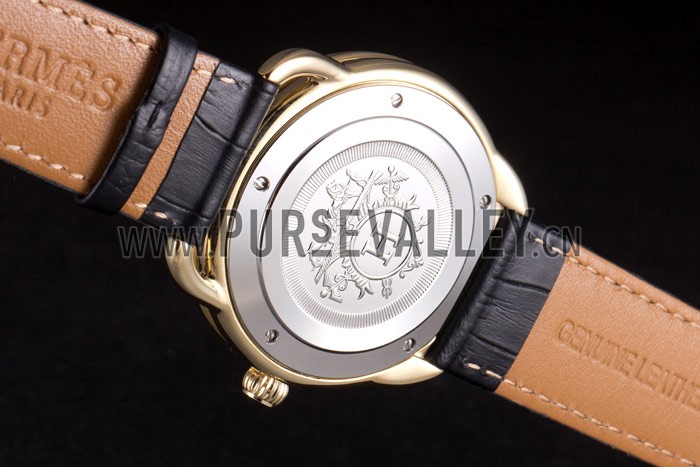 Hermes Classic Croco Leather Strap Silver Dial 801401