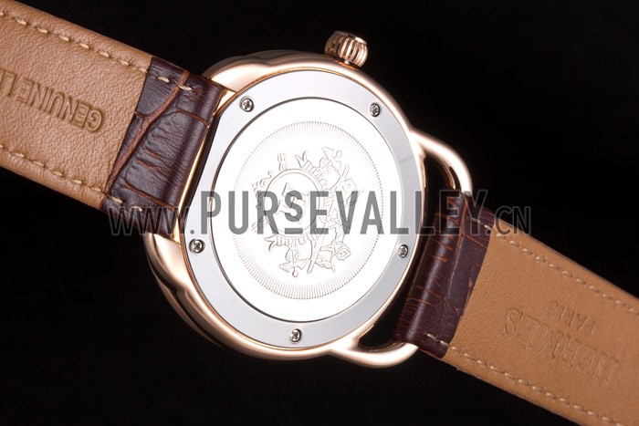 Hermes Classic Croco Leather Strap Multicolor Patterned Logo Dial 801402