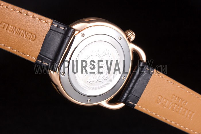 Hermes Classic Croco Leather Strap Navy Dial 801404