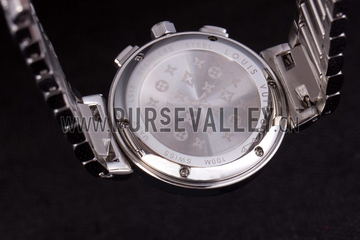 Louis Vuitton Tambour Stainless Steel Bracelet White Dial 801415