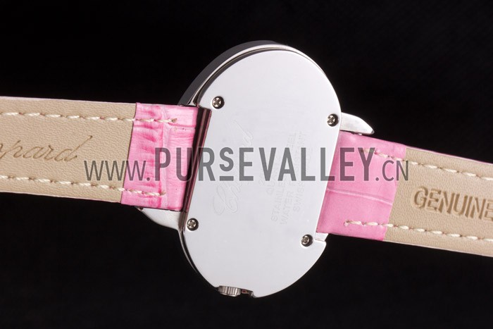 Chopard Luxury Silver Bezel with White Dial and Pink Leather Strap 621543