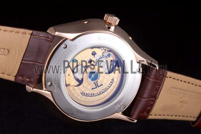 Jaeger Lecoultre Master Gold Bezel Brown Leather Band 621611
