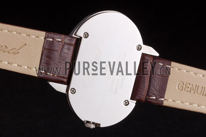 Chopard Luxury Silver Bezel with White Dial and Brown Leather Strap 621546