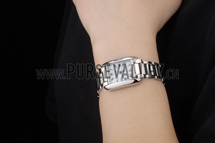 Cartier Tank Anglaise 23mm Silver Dial Stainless Steel Case And Bracelet