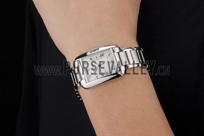 Cartier Tank Anglaise 30mm White Dial Stainless Steel Case And Bracelet