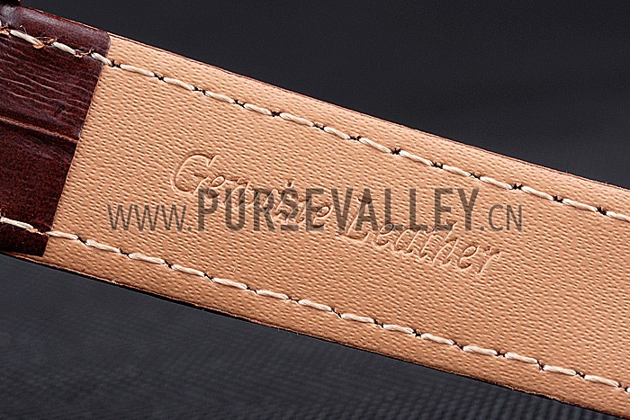 Cartier Rotonde Blue Crown Brown Leather Bracelet 621974