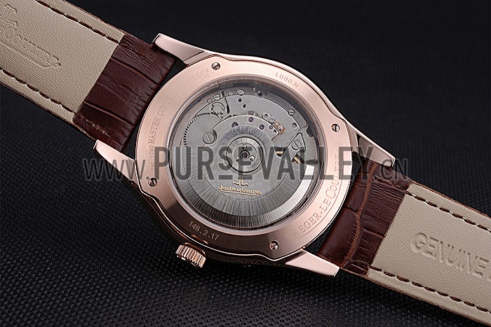 Jaeger LeCoultre Master White Dial Brown Leather Band Rose Gold Bezel 622080