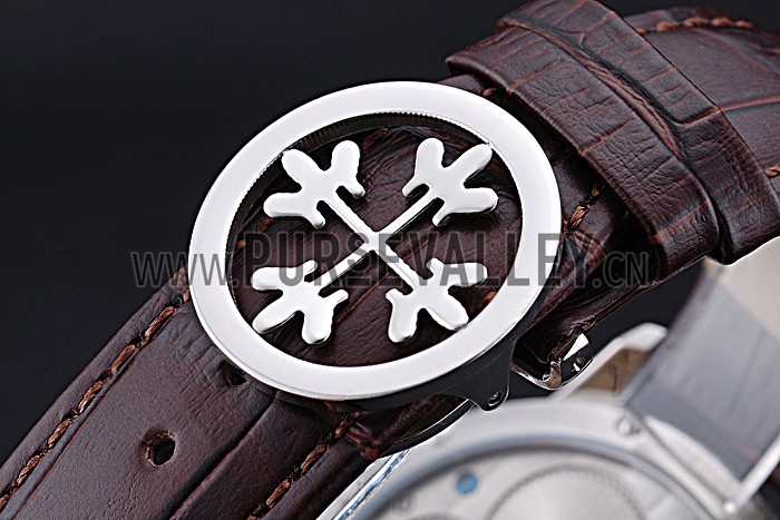 Patek Philippe Geneve Grand Complications White Dial Tourbillon Stainless Steel Bezel Brown Band 622154
