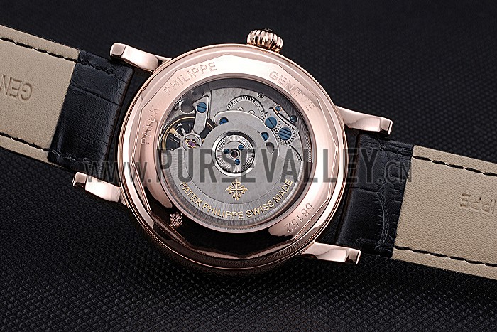Patek Philippe Geneve Grand Complications Black Dial Tourbillon Rose Gold Bezel Black Band 622157