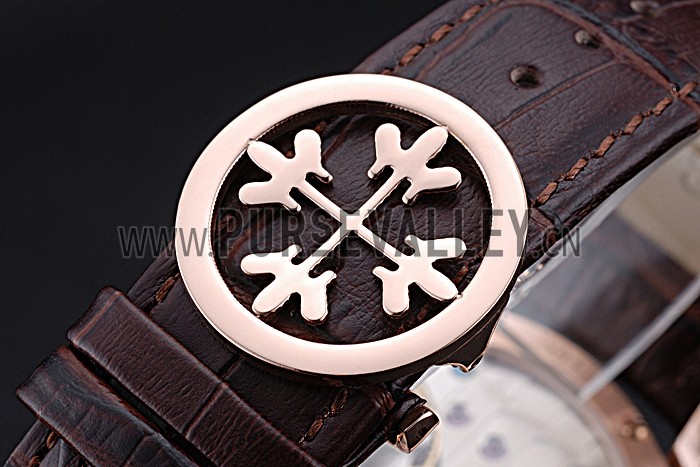 Patek Philippe Geneve Grand Complications Rose Dial Tourbillon Brown Leather Band 622158