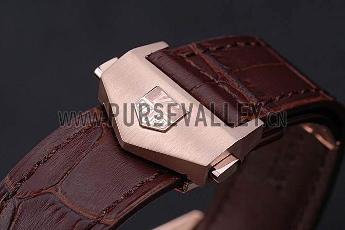 Tag Heuer Carerra Calibre 6 White Dial Red Numbers Brown Leather Band 622161