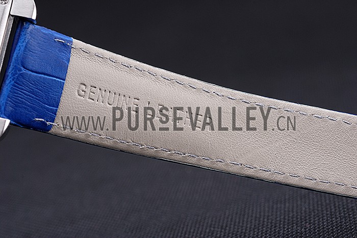 Cartier Tank MC Stainless Steel Case Blue Dial Blue Leather Strap 622178