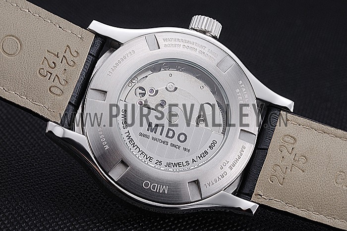 Mido Multifort Grey Dial Black Leather Strap 622179