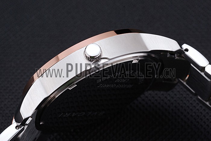 Bvlgari Bvlgari 42mm White Dial Stainless Steel Case Rose Gold Bezel Two Tone Bracelet