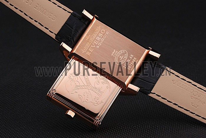 Jaeger le Coultre Reverso Squadro Lady Black Leather Strap Pearl Dial 41966