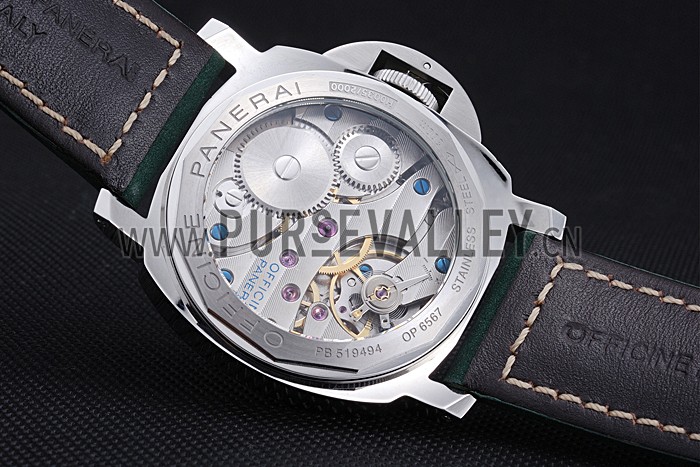 Panerai Luminor Marina Polished Stainless Steel Bezel Green Leather Bracelet 622310