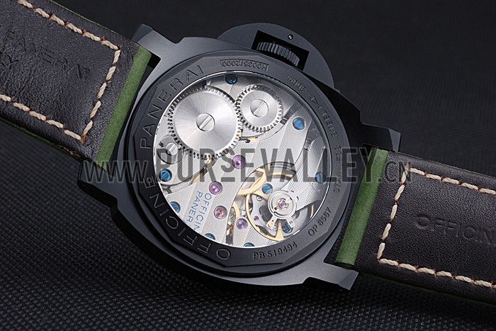 Panerai Luminor Marina Ion Plated Stainless Steel Bezel Green Leather Bracelet 622312